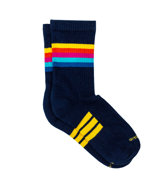 The Allen sock in the Navy color variation.